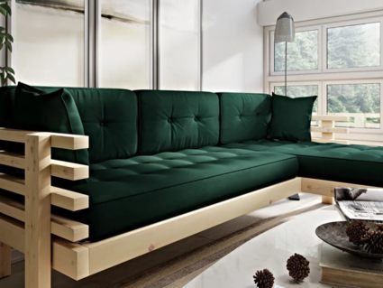 Диван Арско Стоун угловой трехместный зеленый